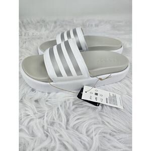 adidas Adilette Platform Slides Cloud White Zero Metallic Grey One Size 9 NWT